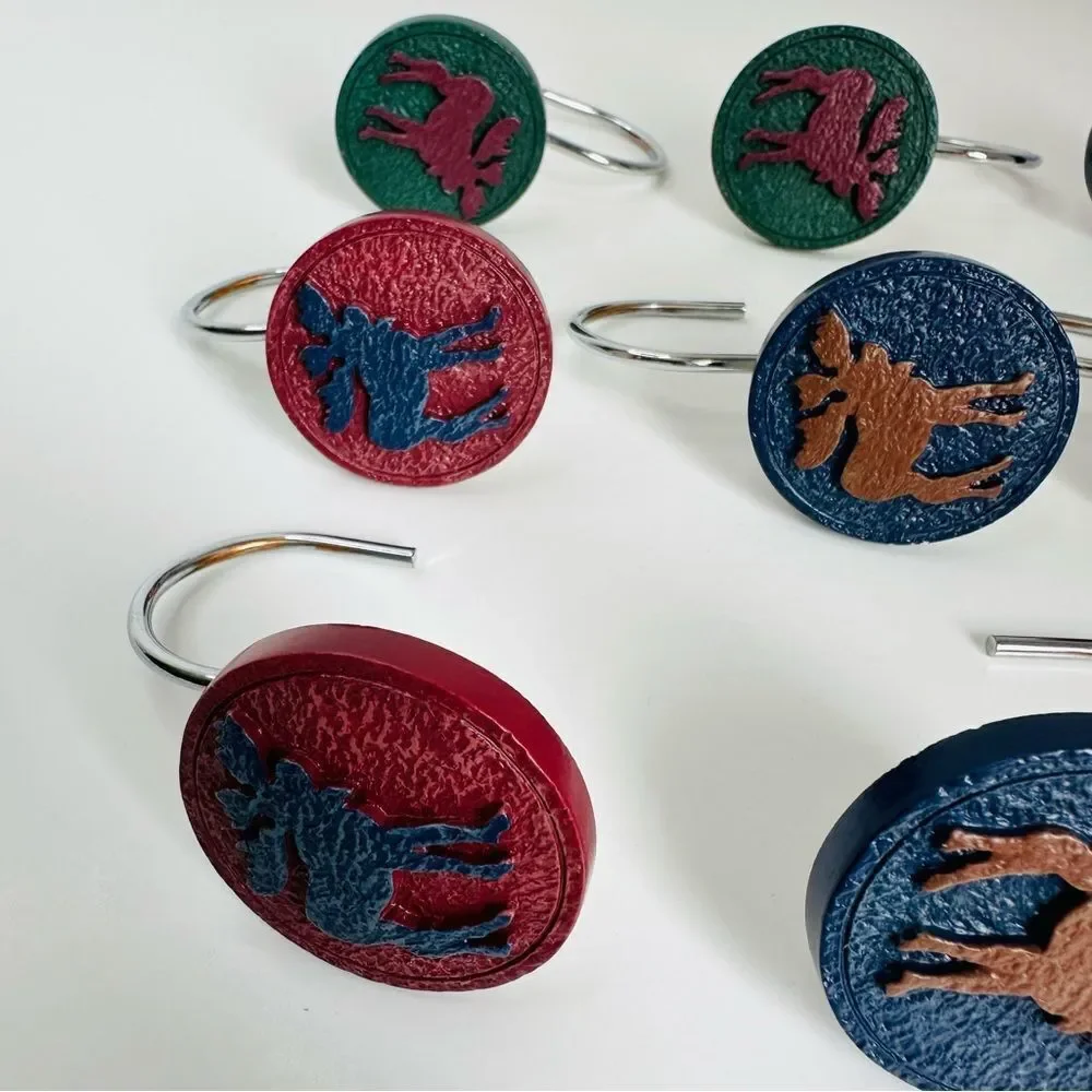 Resin Moose Shower Curtain Hangers Set Of‎  11